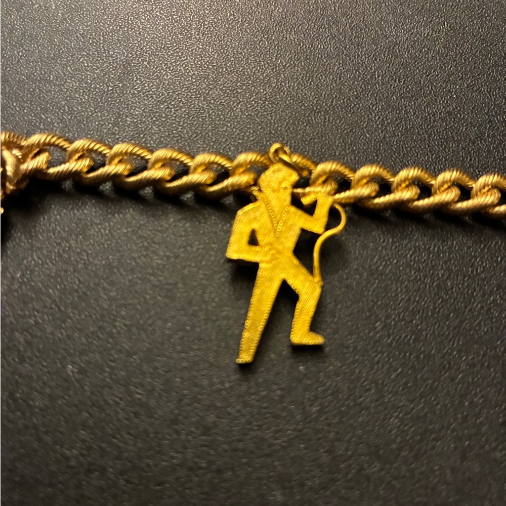 Gold Charm Bracelet with Guitar and Elvis Stamp - Picture 5 of 10